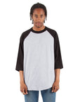6.0 oz Raglan - Large Sizes 3XL / Heather Grey and Black