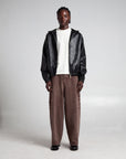 PU Leather Hooded Bomber
