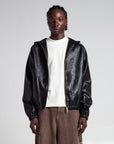 PU Leather Hooded Bomber