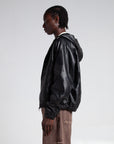 PU Leather Hooded Bomber