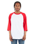 6.0 oz Raglan - Standard Sizes XL / White and Red