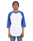 6.0 oz Raglan - Standard Sizes XL / White and Royal
