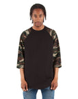 6.0 oz Raglan - Large Sizes 3XL / Black and Camo Green