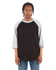 6.0 oz Raglan - Large Sizes 3XL / Black and Heather Grey