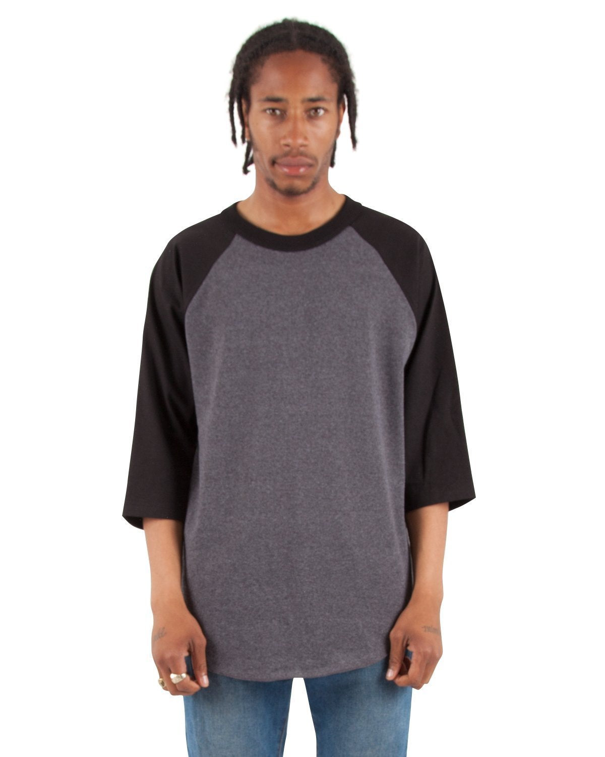 6.0 oz Raglan - Large Sizes 3XL / Charcoal Grey and Black