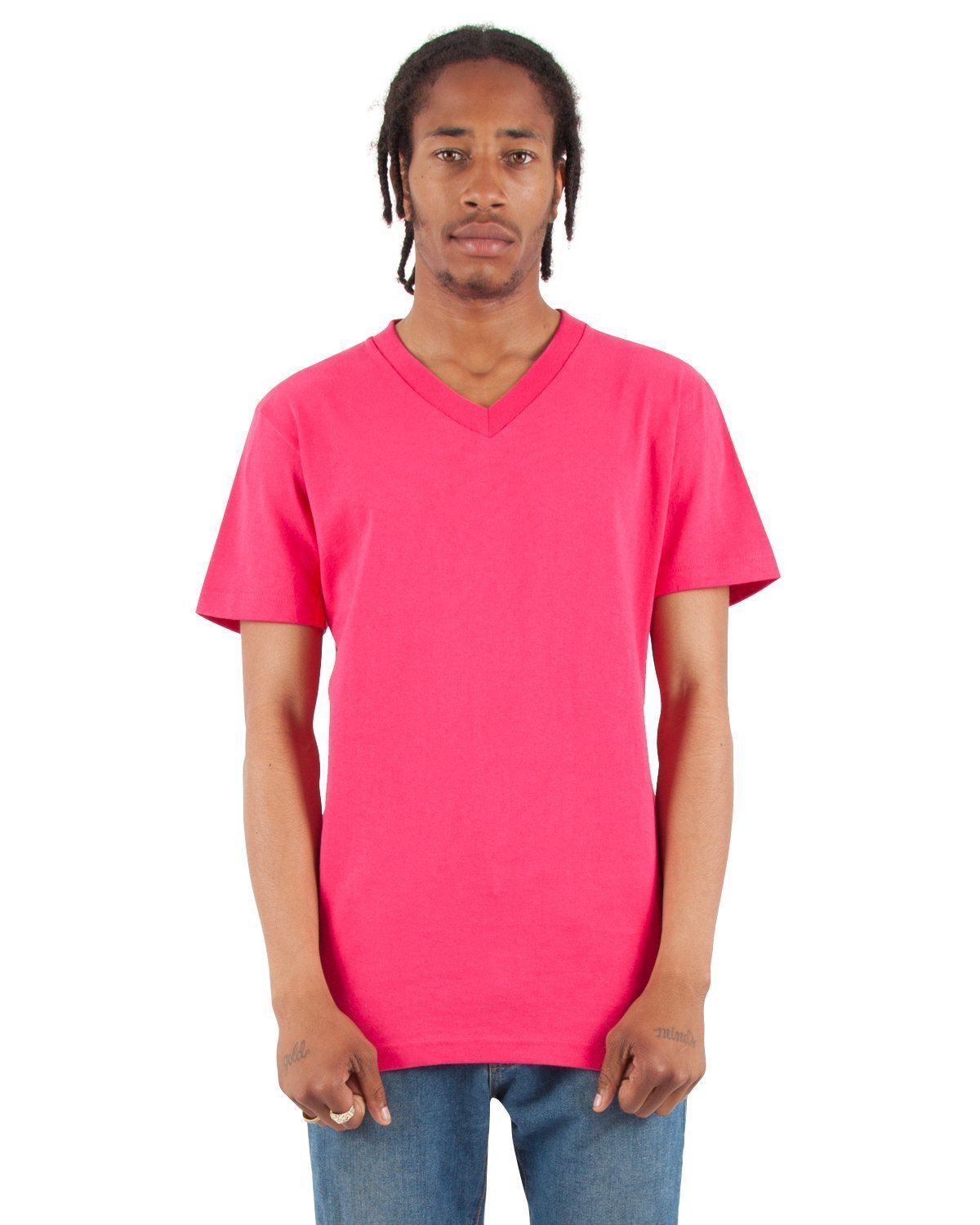 6.2 oz V-Neck - Large Sizes 3XL / Hot Pink