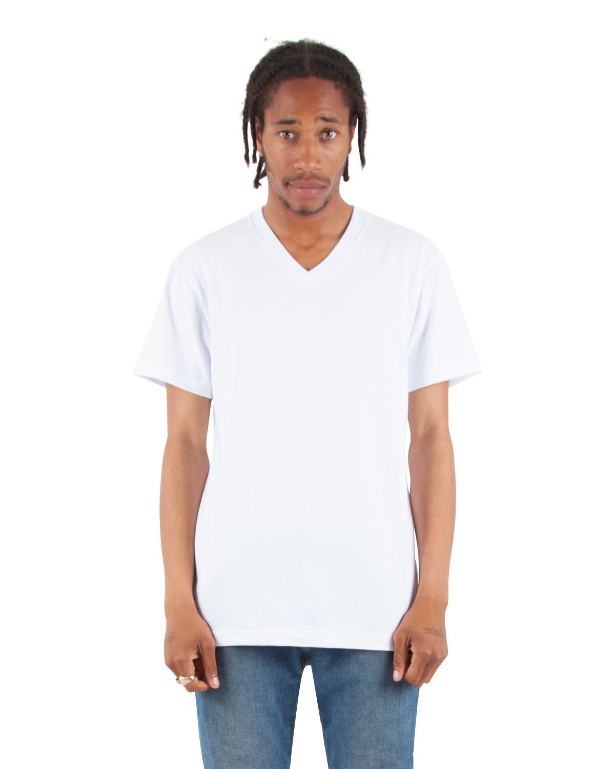 6.2 oz V-Neck - Large Sizes 3XL / White