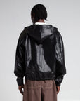 PU Leather Hooded Bomber
