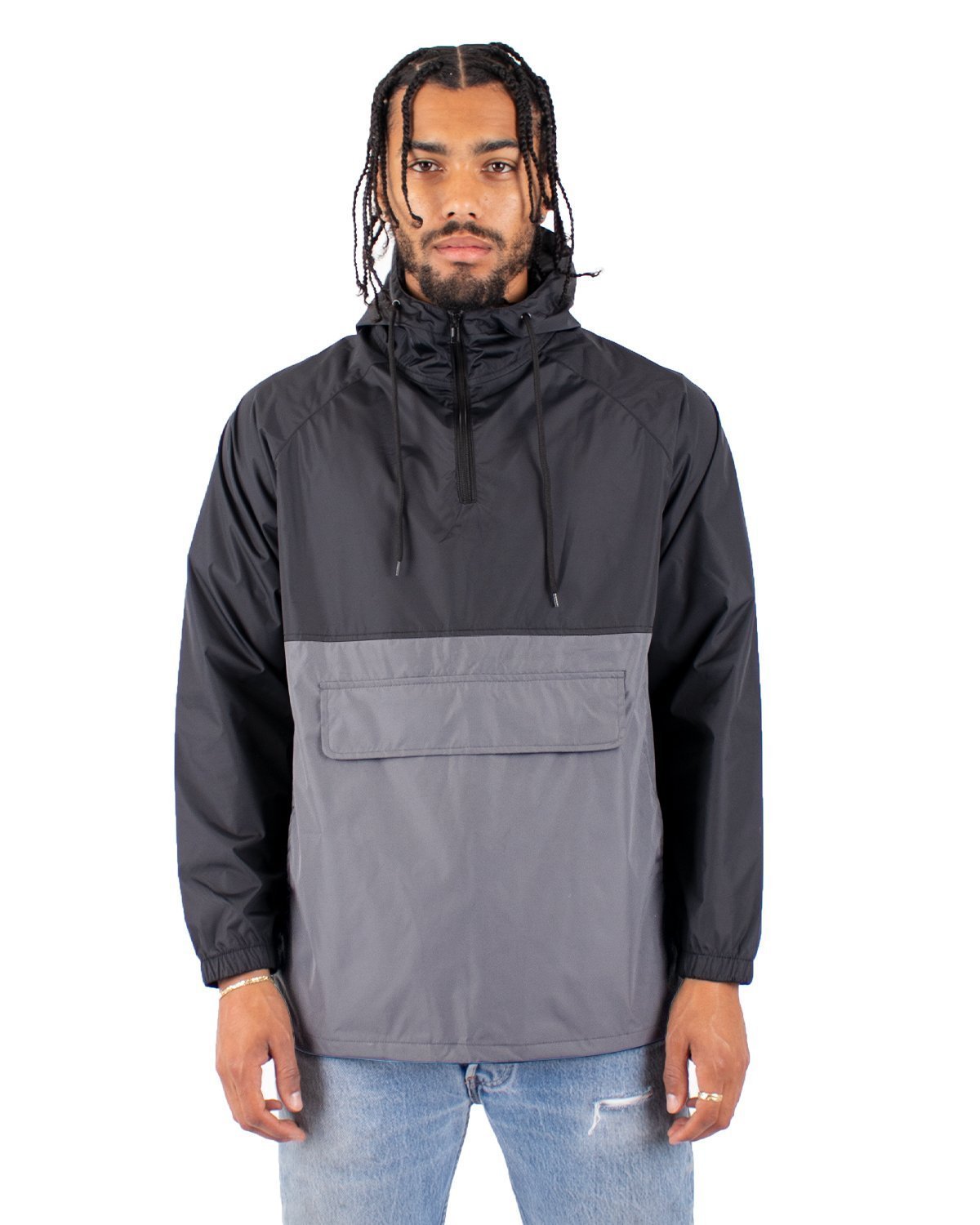 Anorak Windbreaker XL / Black and Gray