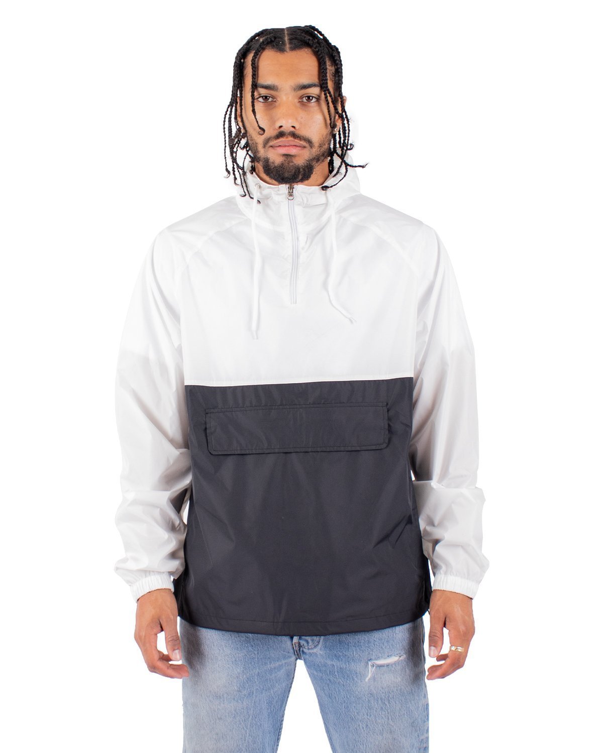 Anorak Windbreaker XL / White and Black