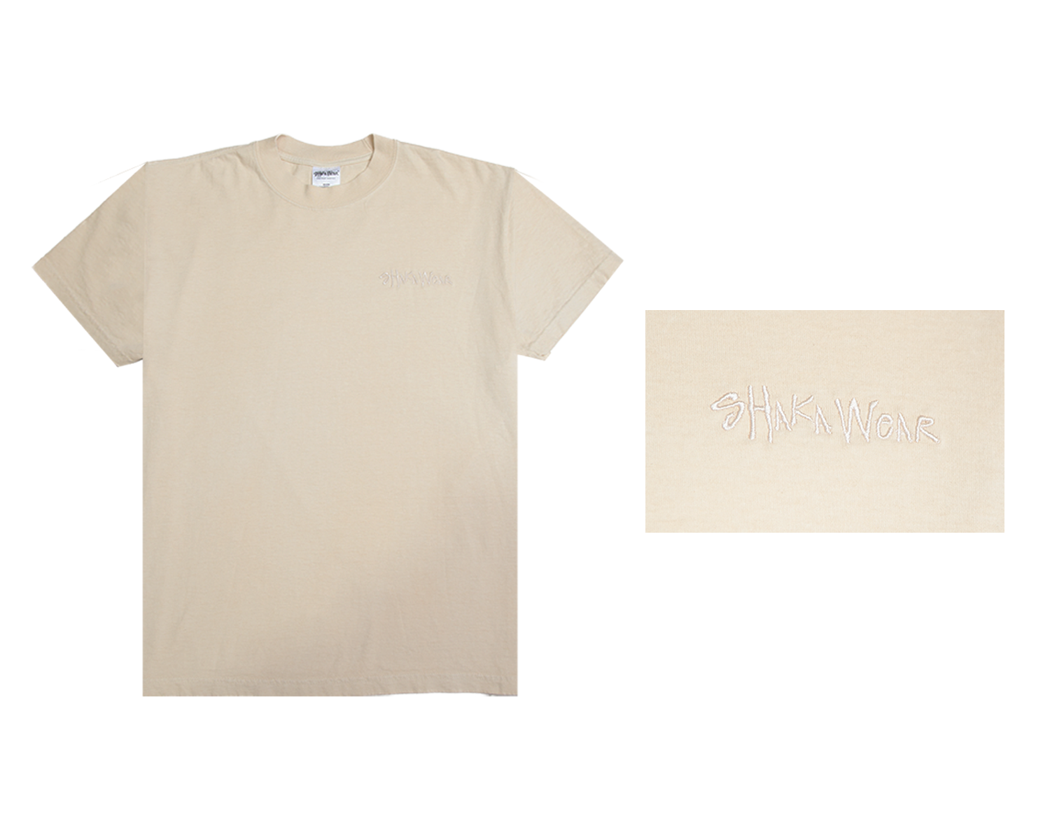 Logo Embroidered Garment Dye Short Sleeve 2XL / Cream