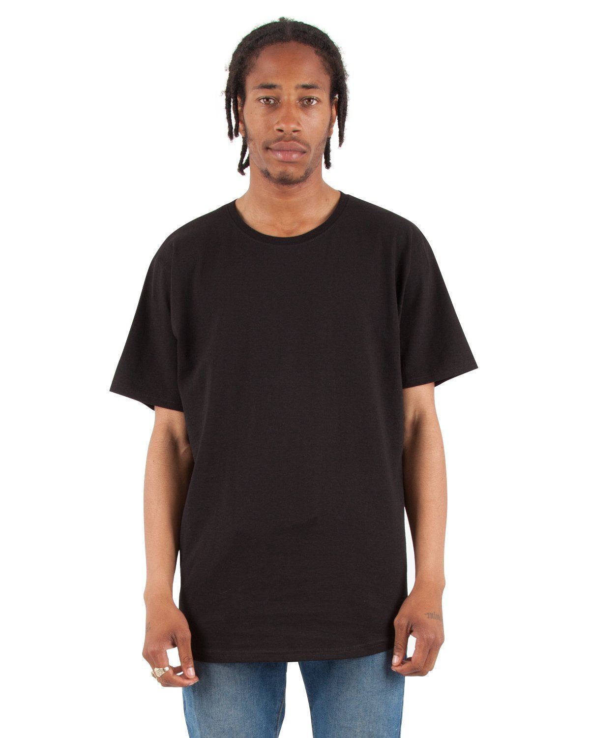 6.0 oz Curved Long Tee XL / Black
