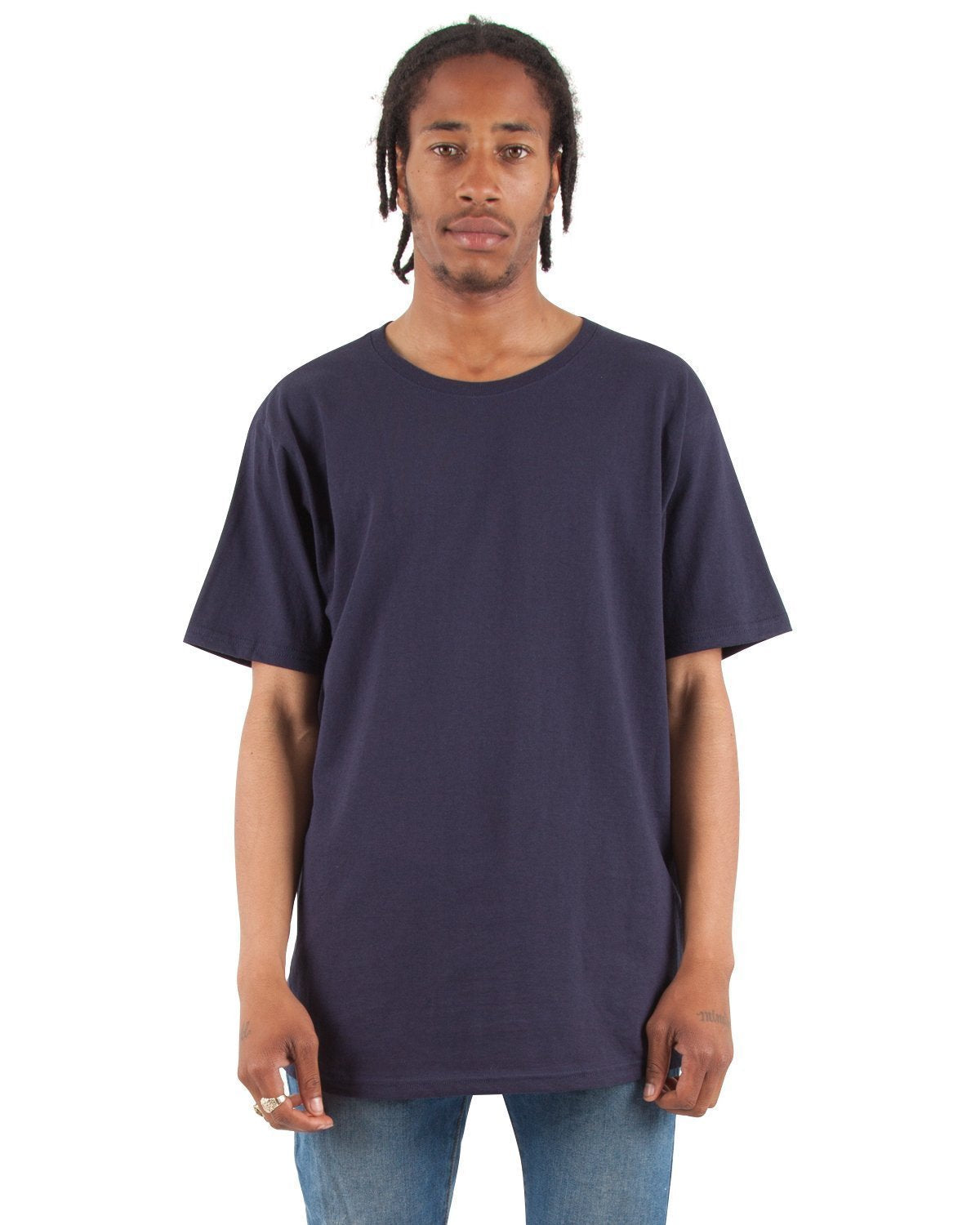 6.0 oz Curved Long Tee XL / Navy
