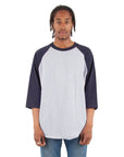6.0 oz Raglan - Standard Sizes XL / Heather Grey and Navy