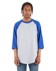 6.0 oz Raglan - Standard Sizes XL / Heather Grey and Royal