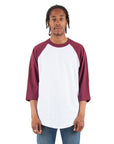 6.0 oz Raglan - Standard Sizes XL / White and Burgundy