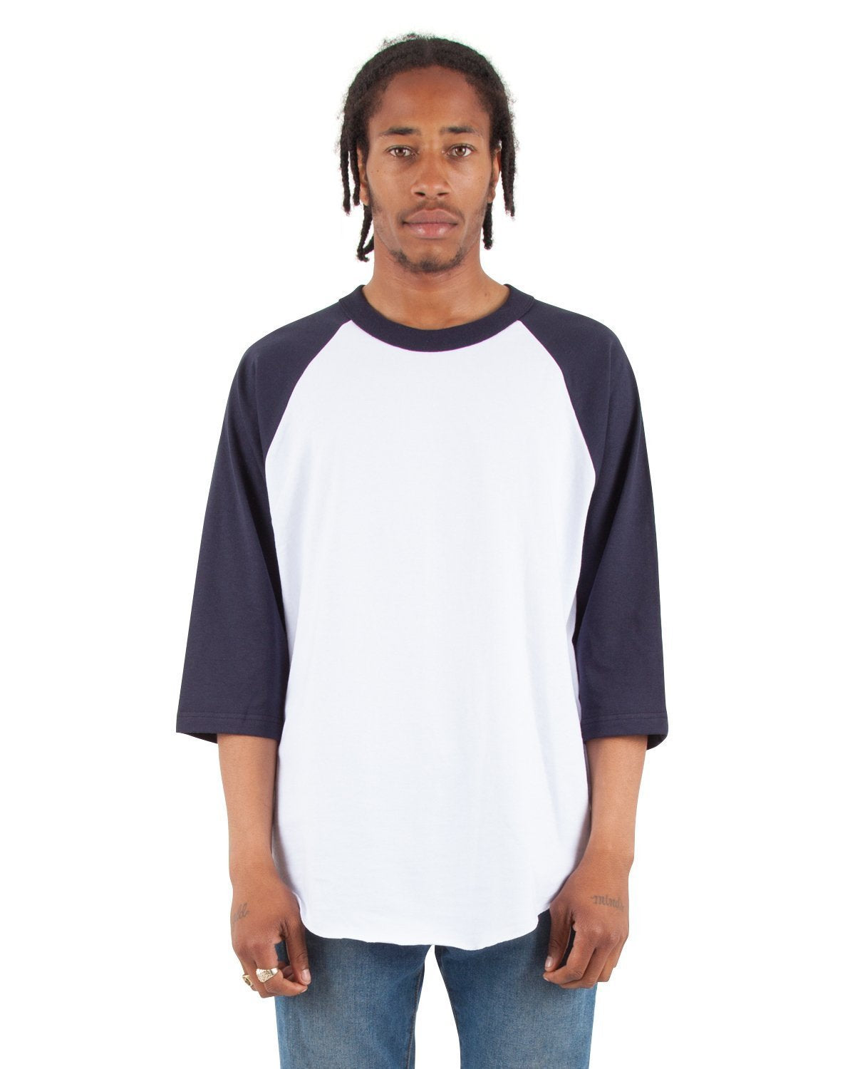 6.0 oz Raglan - Standard Sizes XL / White and Navy