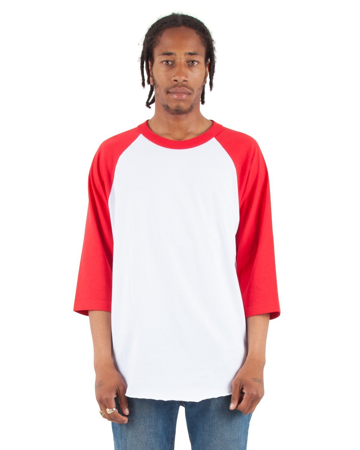 6.0 oz Raglan - Standard Sizes XL / White and Red