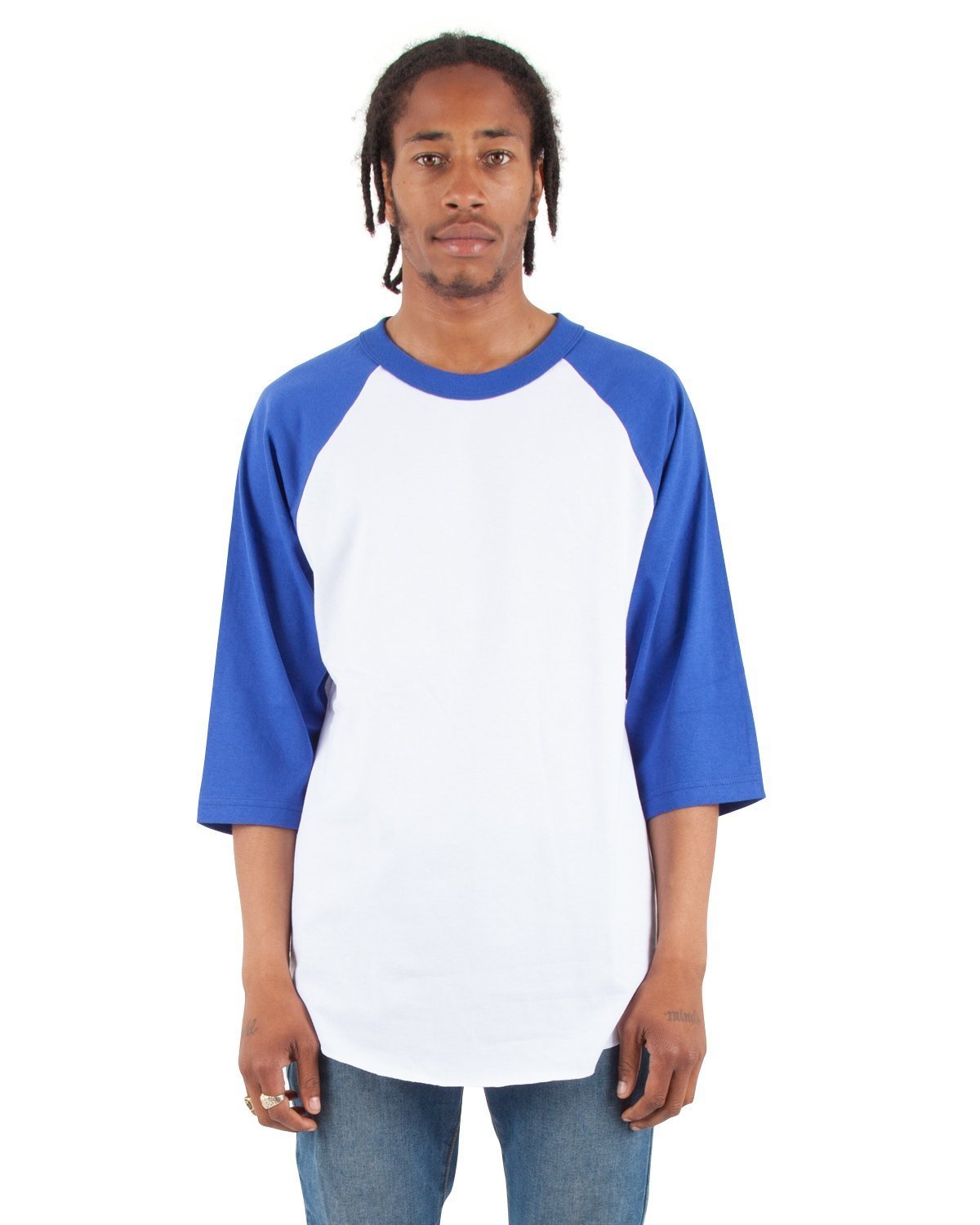 6.0 oz Raglan - Standard Sizes XL / White and Royal