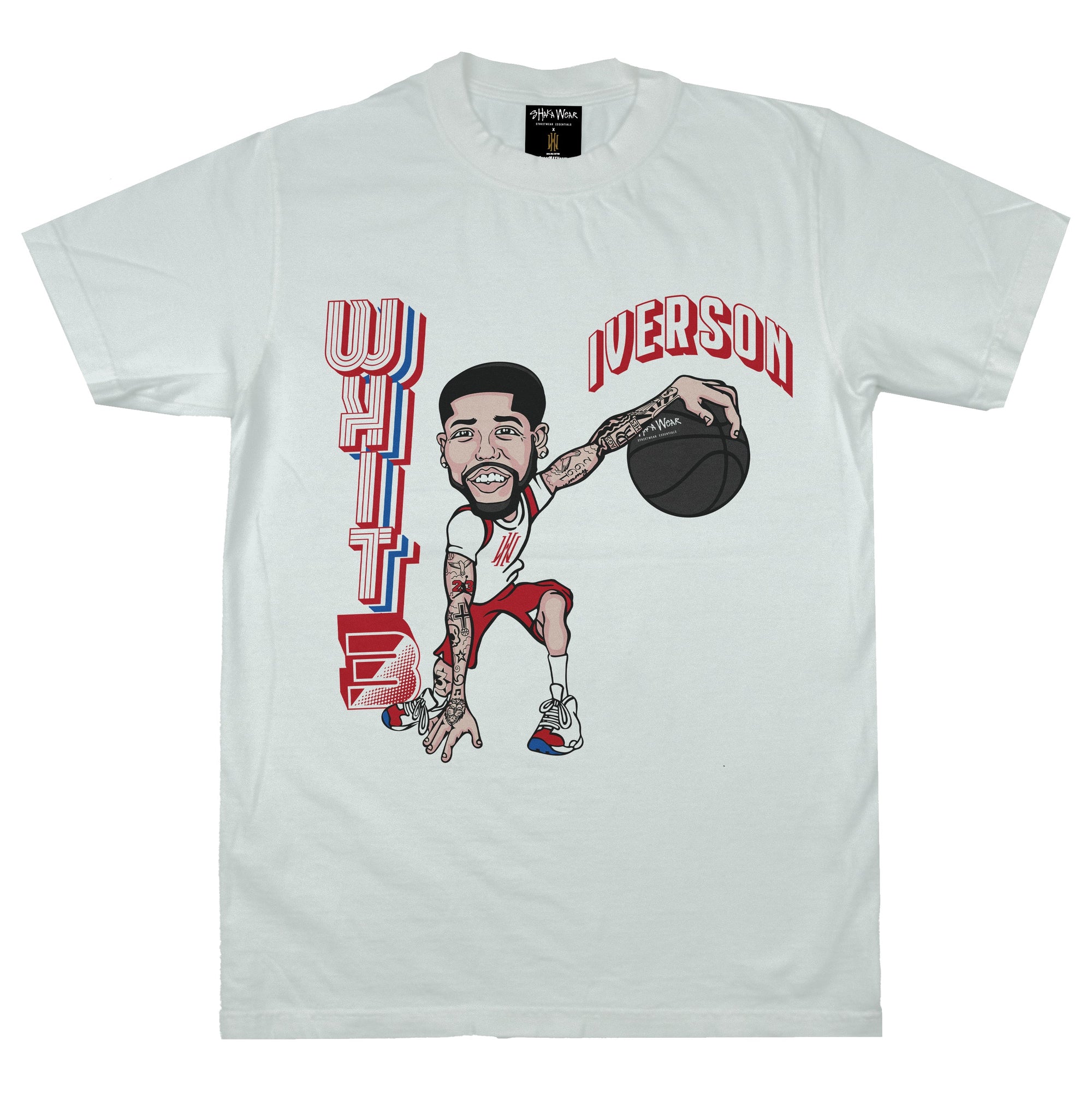 White Iverson x Shakawear Collab Caricature 2XL / White